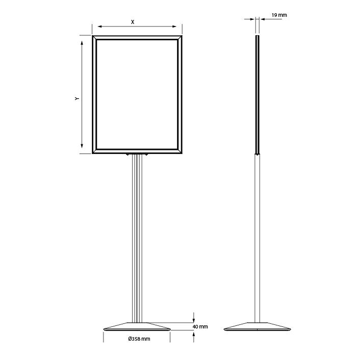 M&T Displays Sign Holder Stand, Silver 18x24 Inch Poster Frame Double Sided  Slide-In Aluminum Easy Loading Floor Standing Pedestal Advertisement Post