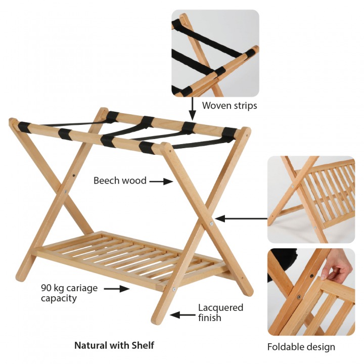 Wood Folding Luggage Rack - MT Displays